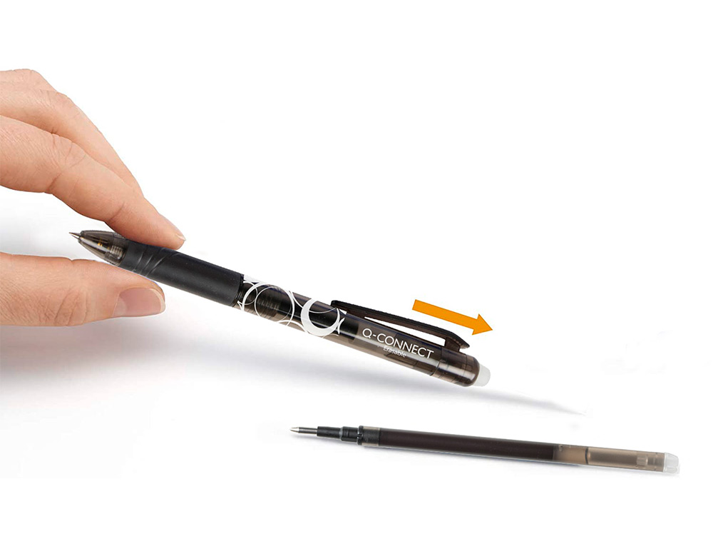 RECHARGE ROLLER Q-CONNECT ENCRE EFFACABLE COULEUR NOIR SET DE 3U