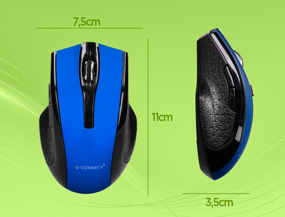 SOURIS Q-CONNECT SANS FIL OPTIQUE 1000DPI RECEPTEUR USB 2,4GHZ COLORIS BLEU