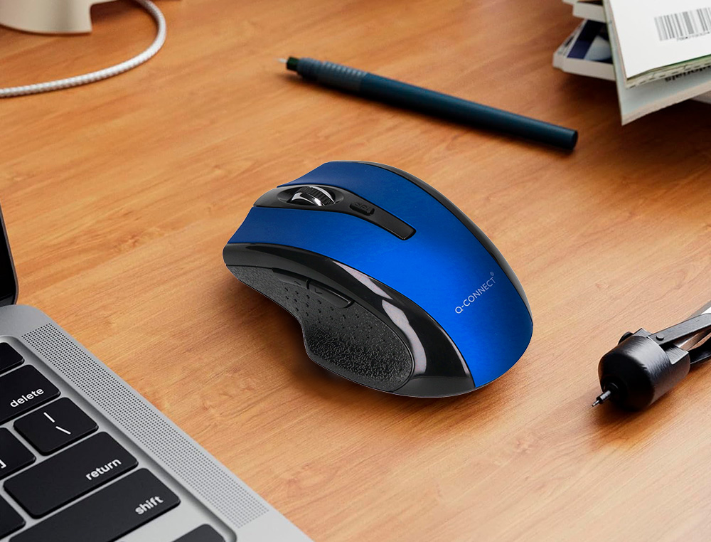 SOURIS Q-CONNECT SANS FIL OPTIQUE 1000DPI RECEPTEUR USB 2,4GHZ COLORIS BLEU