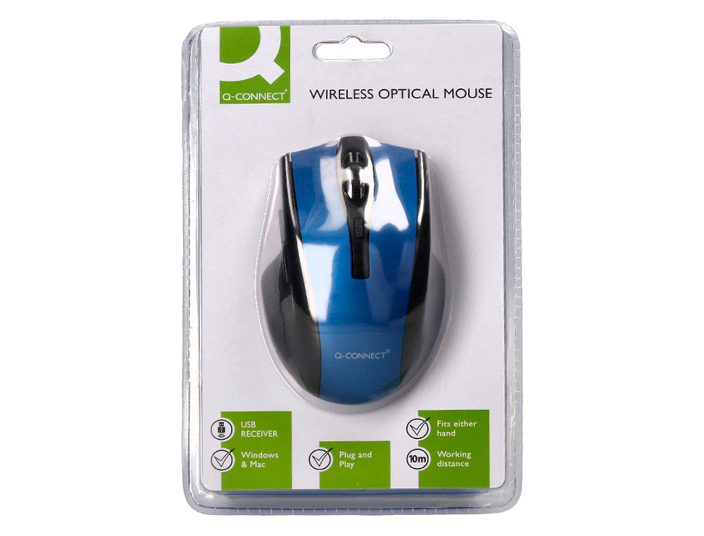 SOURIS Q-CONNECT SANS FIL OPTIQUE 1000DPI RECEPTEUR USB 2,4GHZ COLORIS BLEU