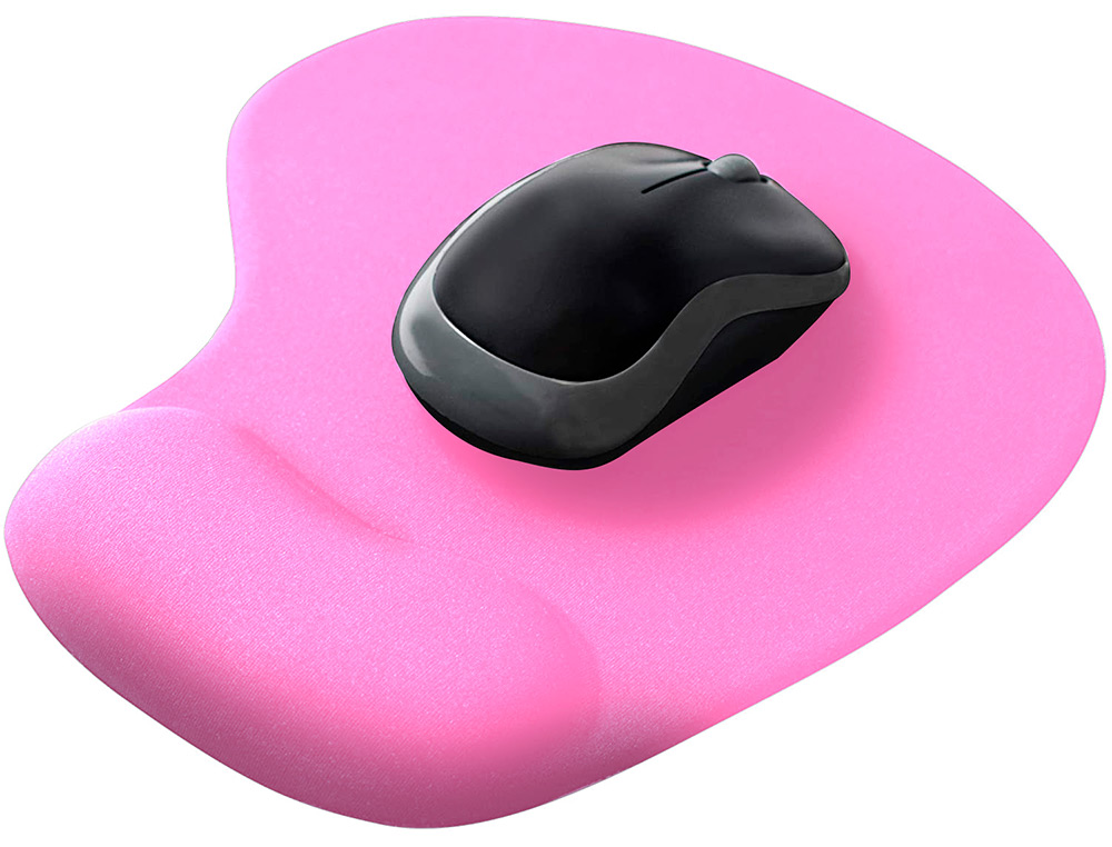 TAPIS SOURIS Q-CONNECT REPOSE-POIGNET MOUSSE AUGMENTE CONFORT FACILEMENT NETTOYABLE COLORIS ROSE