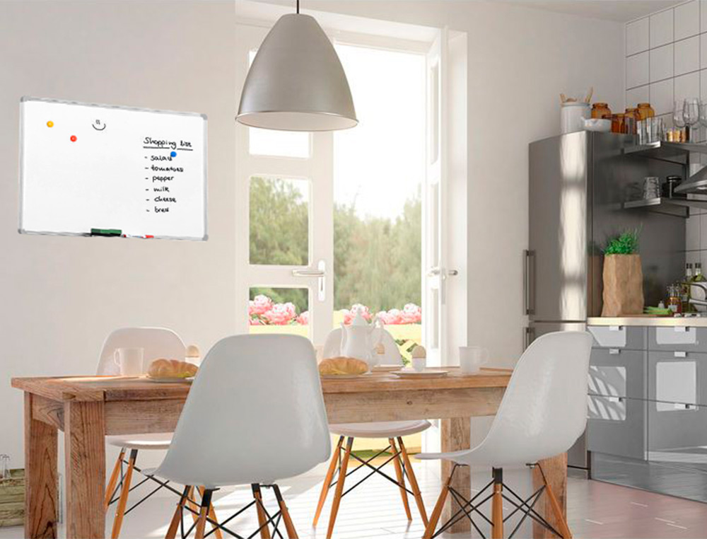 TABLEAU Q-CONNECT LAQUE MAGNETIQUE CADRE ALUMINIUM IDEAL COLLEGES BUREAUX INCLUS ACCESSOIRES FIXATION MUR