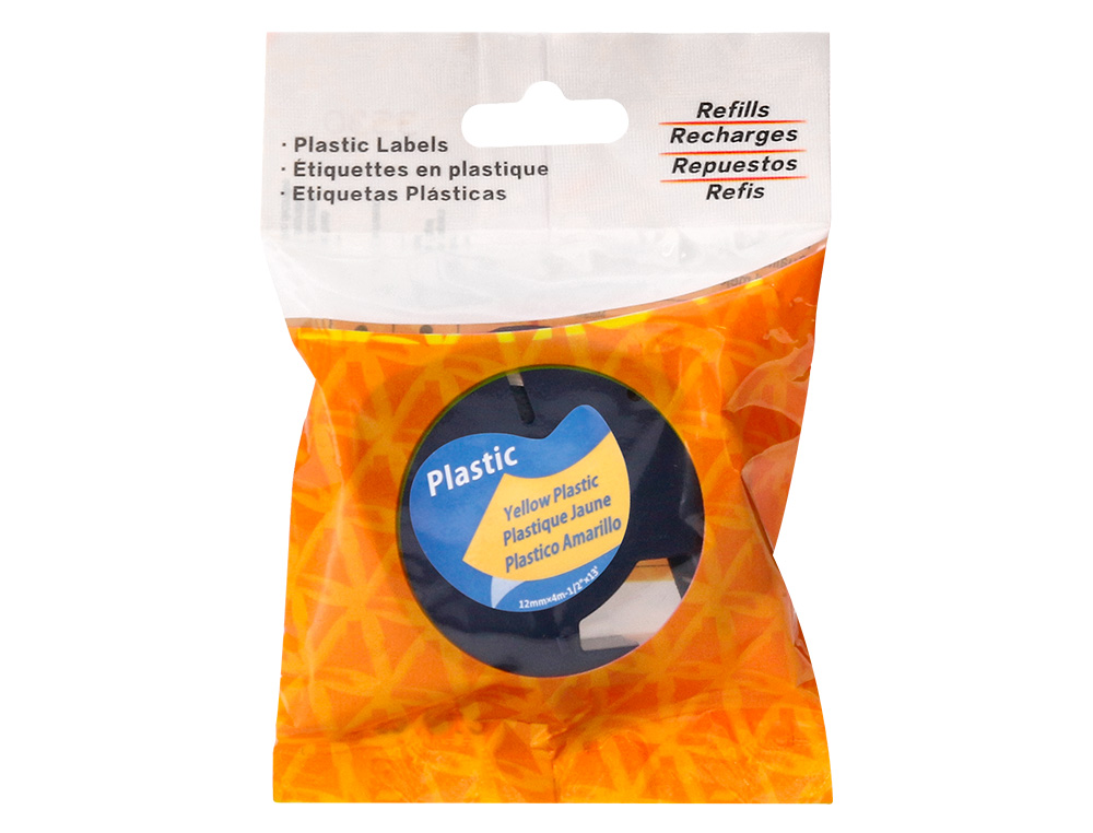 RUBAN TITREUSE Q-CONNECT 12MM X 4 MT NOIR-JAUNE LETRATAG 091202