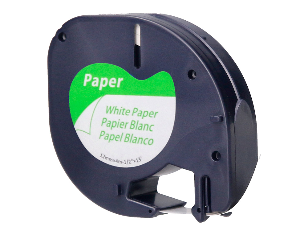 RUBAN TITREUSE Q-CONNECT 12MM X 4 MT NOIR-BLANC SUPPORT     PAPIER LETRATAG 091200