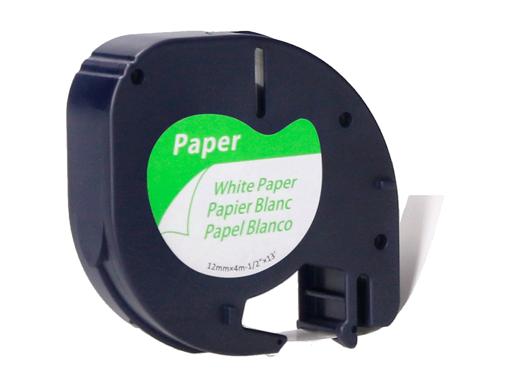 RUBAN TITREUSE Q-CONNECT 12MM X 4 MT NOIR-BLANC SUPPORT     PAPIER LETRATAG 091200