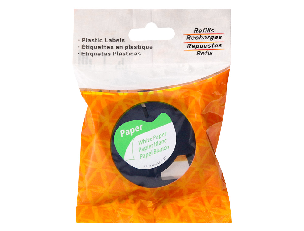 RUBAN TITREUSE Q-CONNECT 12MM X 4 MT NOIR-BLANC SUPPORT     PAPIER LETRATAG 091200