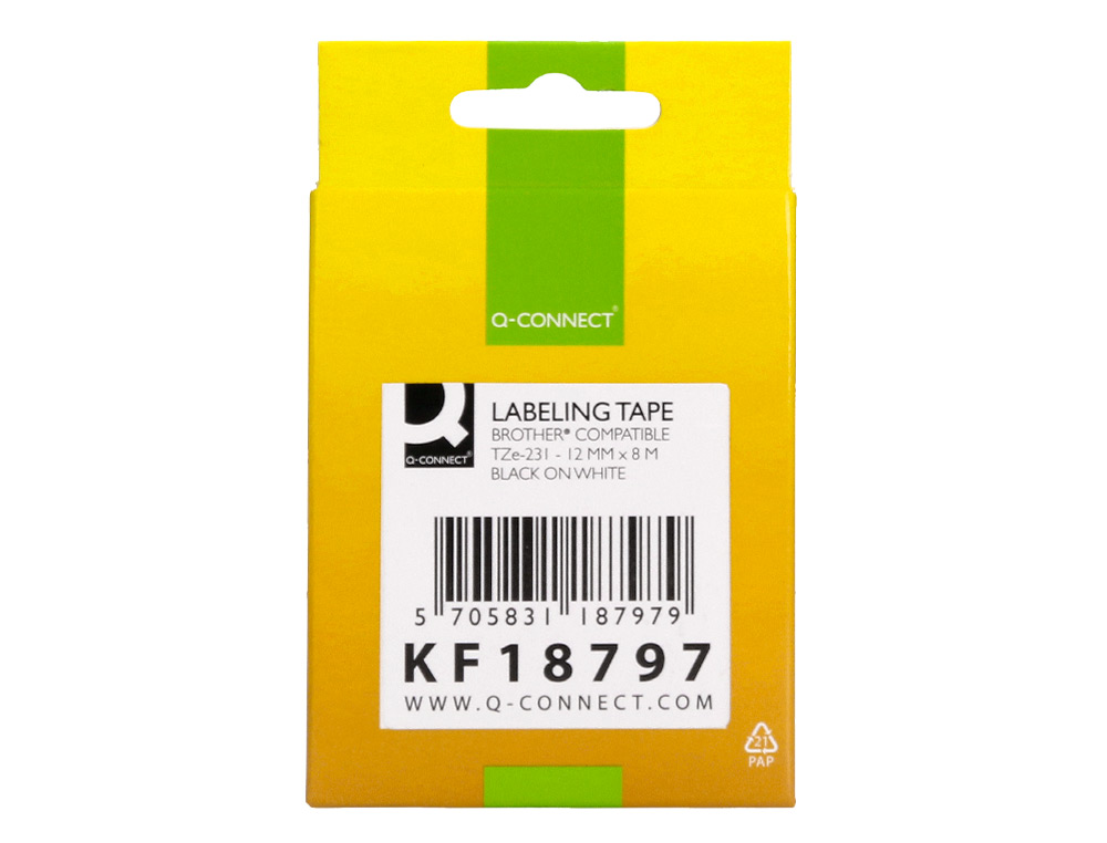 RUBAN TITREUSE Q-CONNECT TZE-231 BLANC-NOIR 12 MM X 8 MT OZE-231