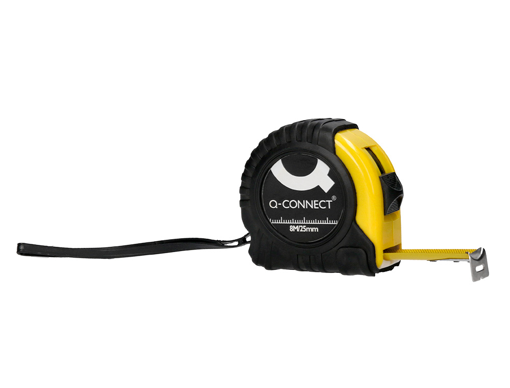 METRE ENROULEUR Q-CONNECT CAOUTCHOUC FREIN MATERIEL ANTICHOC LARGEUR 25MM LONGUEUR 8M