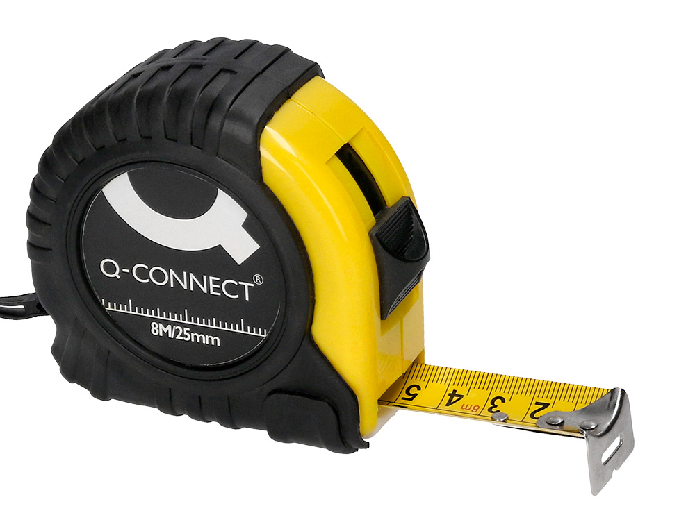 METRE ENROULEUR Q-CONNECT CAOUTCHOUC FREIN MATERIEL ANTICHOC LARGEUR 25MM LONGUEUR 8M