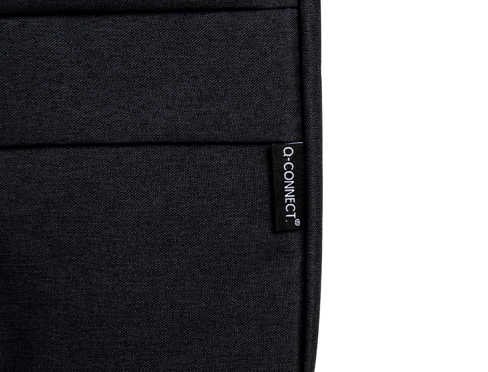 SACOCHE ORDINATEUR Q-CONNECT POIGNEES AMOVIBLES FERMETURE ECLAIR COMPARTIMENTS EXTERIEURS 39X28X2CM NOIR