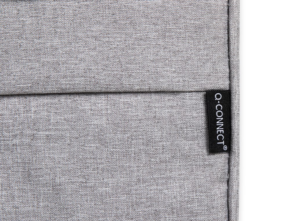 SACOCHE ORDINATEUR Q-CONNECT POIGNEES AMOVIBLES FERMETURE ECLAIR COMPARTIMENTS EXTERIEURS 39X28X2CM GRIS CLAIR