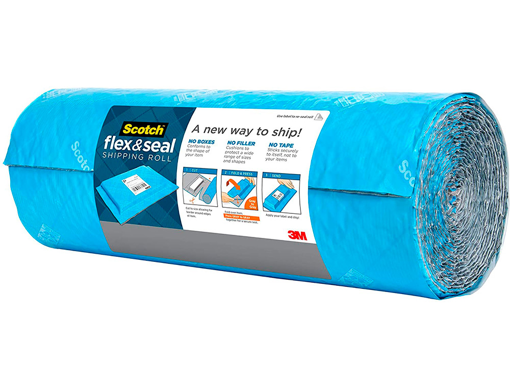 ROULEAU D'EMBALLAGE POUR EXPEDITION 3M FLEX AND SEAL   ADHESIF SANS COLLER 38CMX3M