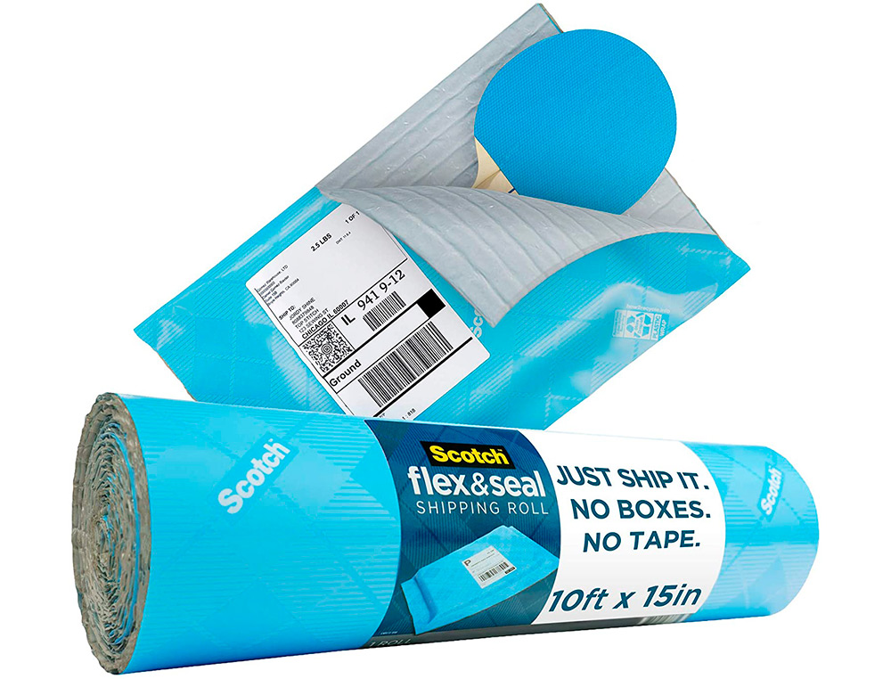 ROULEAU D'EMBALLAGE POUR EXPEDITION 3M FLEX AND SEAL   ADHESIF SANS COLLER 38CMX3M