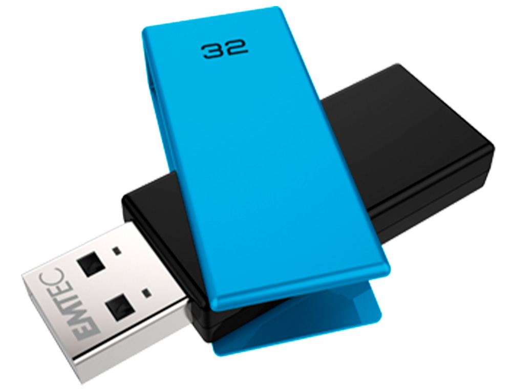 CLE USB EMTEC 2.0 C350 BRICK PIVOTANTE 32GB VITESSE LECTURE 15MBS ECRITURE MB/S COLORIS BLEU