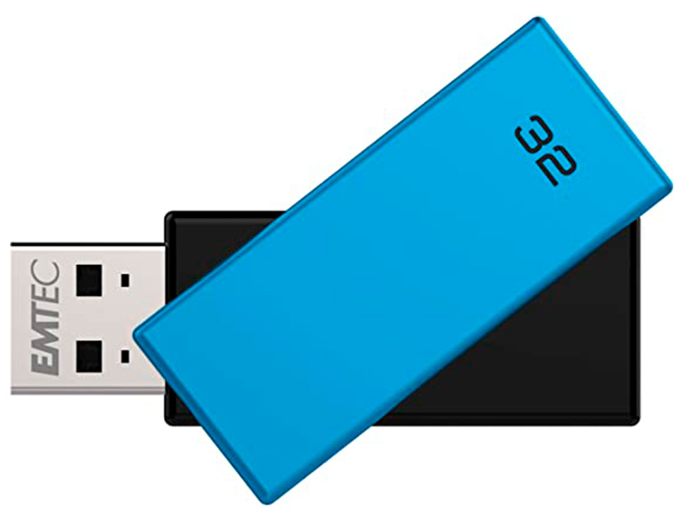 CLE USB EMTEC 2.0 C350 BRICK PIVOTANTE 32GB VITESSE LECTURE 15MBS ECRITURE MB/S COLORIS BLEU