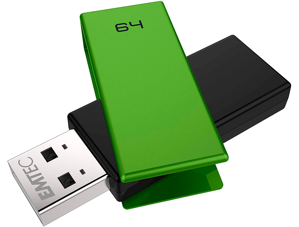 CLE USB EMTEC 2.0 C350 BRICK PIVOTANTE 64GB VITESSE        LECTURE 15MBS ECRITURE MB/S   COLORIS VERT
