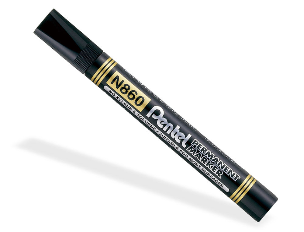 MARQUEUR PERMANENT PENTEL POINTE BISEAUTEE MOYENNE 2,3/4,5MM ENCRE FAIBLE ODEUR COLORIS NOIR