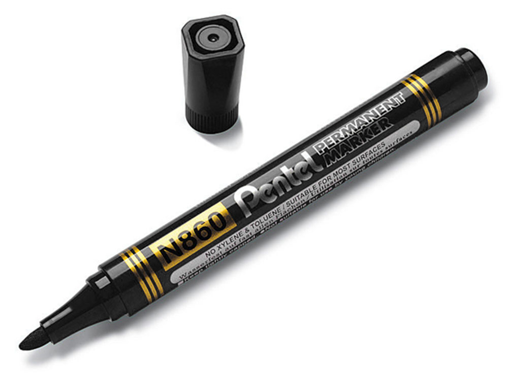MARQUEUR PERMANENT PENTEL POINTE BISEAUTEE MOYENNE 2,3/4,5MM ENCRE FAIBLE ODEUR COLORIS NOIR