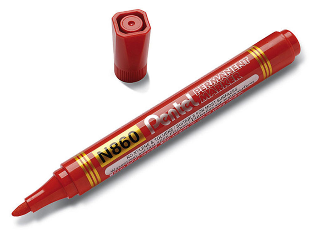 MARQUEUR PERMANENT PENTEL POINTE BISEAUTEE MOYENNE 2,3/4,5MM ENCRE FAIBLE ODEUR COLORIS ROUGE