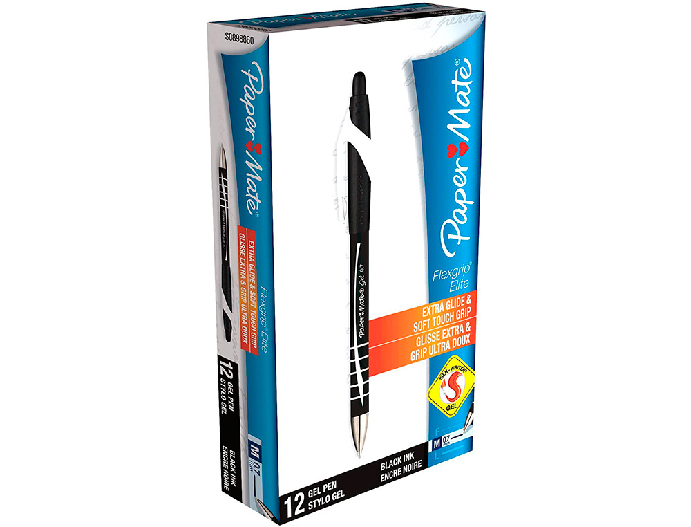 STYLO-BILLE PAPER MATE FLEXGRIP RETRACTABLE ENCRE GEL POINTE 0.7MM COULEUR NOIR