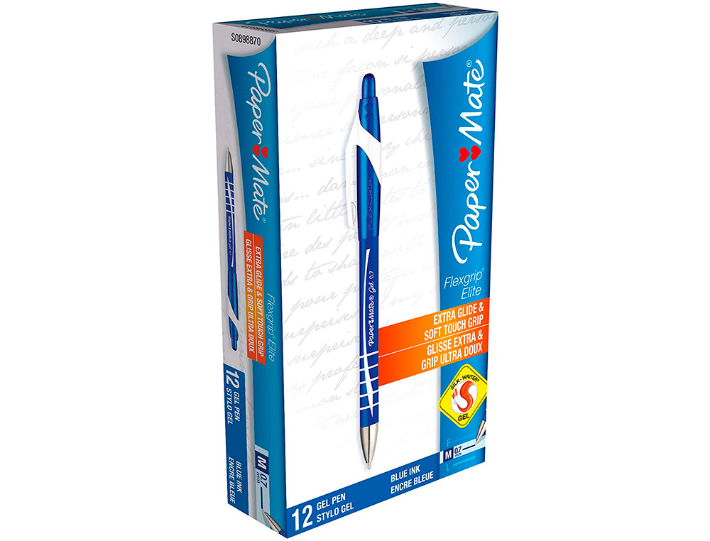 STYLO-BILLE PAPER MATE FLEXGRIP RETRACTABLE ENCRE GEL POINTE 0.7MM COULEUR BLEU