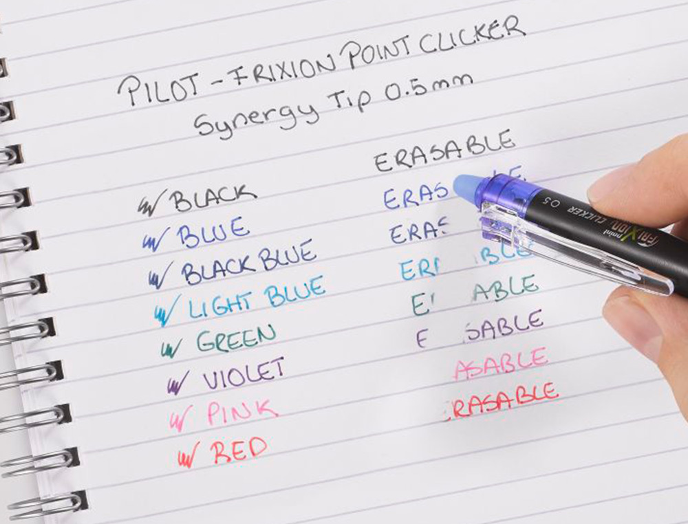 ROLLER PILOT FRIXION POINT CLICKER 05 ENCRE GEL THERMOSENSIBLE EFFACABLE RECHARGEABLE BLEU