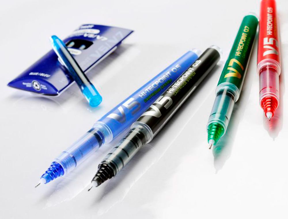 PACK PILOT V7 10 ROLLERS ENCRE LIQUIDE RECHARGEABLES   POINTE MOYENNE 10 SETS DE 3   RECHARGES 5 OFFERTES COLORIS