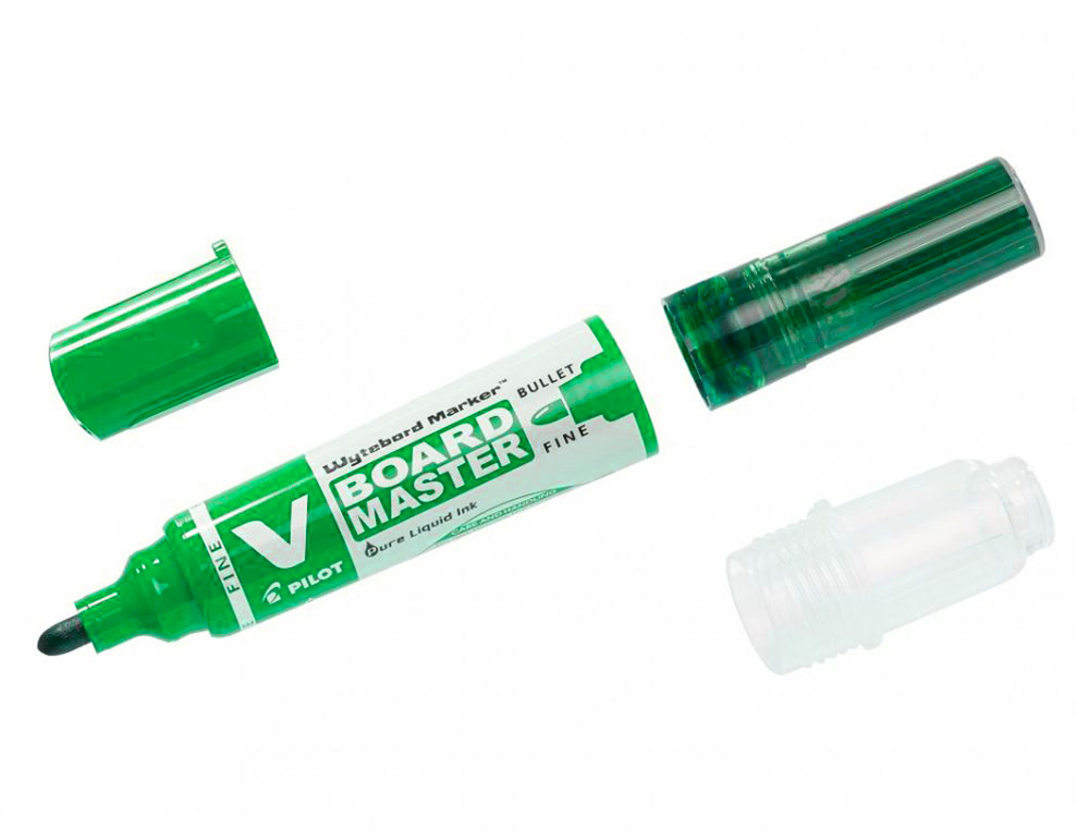 PACK PILOT V-BOARD MASTER 10 MARQUEURS EFFACABLES A SEC    POINTE CONIQUE MOYENNE 10 RECHARGES 5 OFFERTES COLORIS VERT