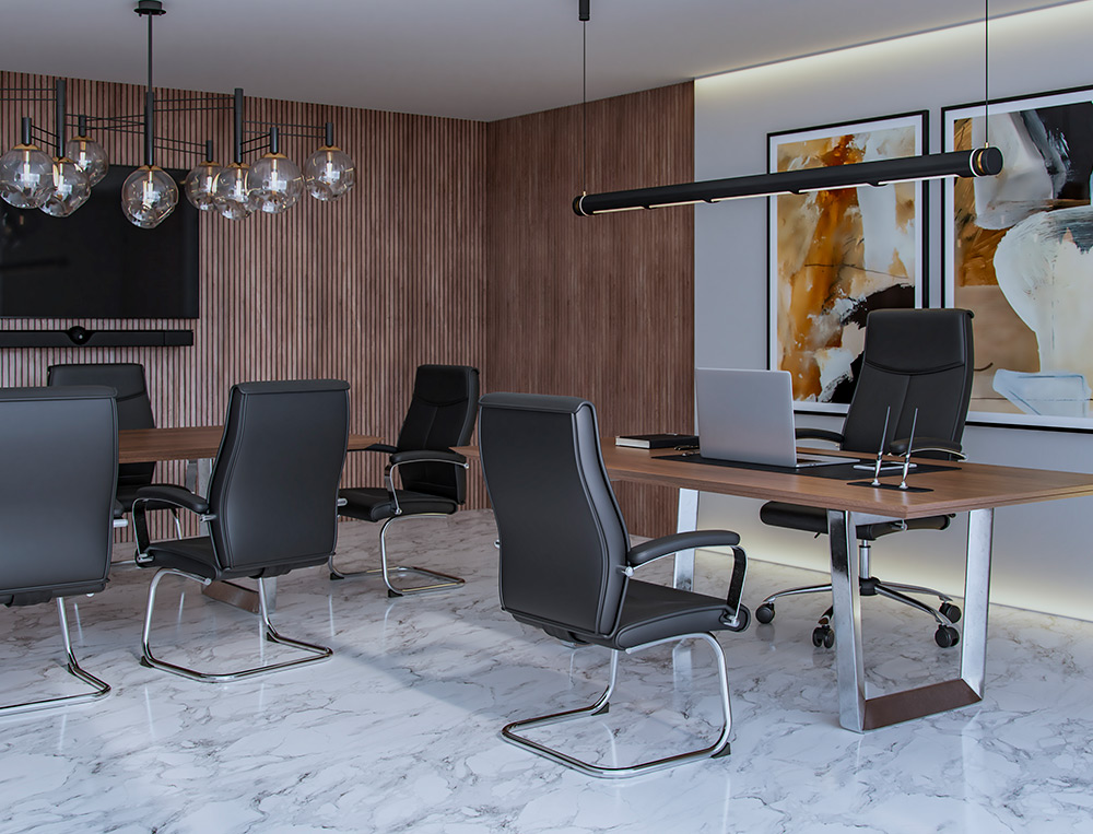 FAUTEUIL DE DIRECTION Q-CONNECT MODENA SIMILI CUIR BASE ACIER CHROME HAUTEUR MAX 1210MM LARGEUR 630MM PROF 680MM NOIR