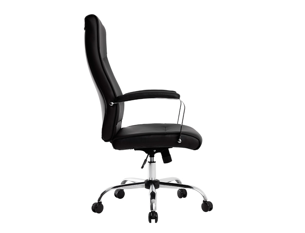 FAUTEUIL DE DIRECTION Q-CONNECT MODENA SIMILI CUIR BASE ACIER CHROME HAUTEUR MAX 1210MM LARGEUR 630MM PROF 680MM NOIR
