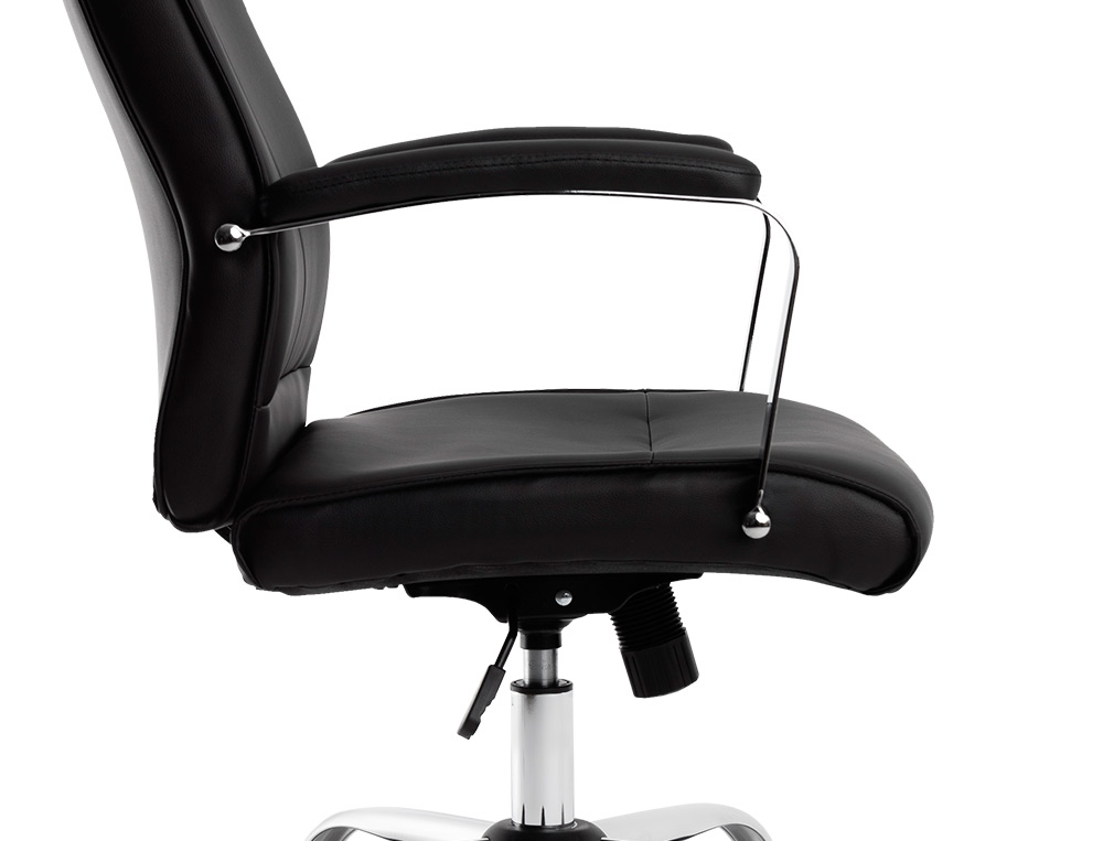 FAUTEUIL DE DIRECTION Q-CONNECT MODENA SIMILI CUIR BASE ACIER CHROME HAUTEUR MAX 1210MM LARGEUR 630MM PROF 680MM NOIR