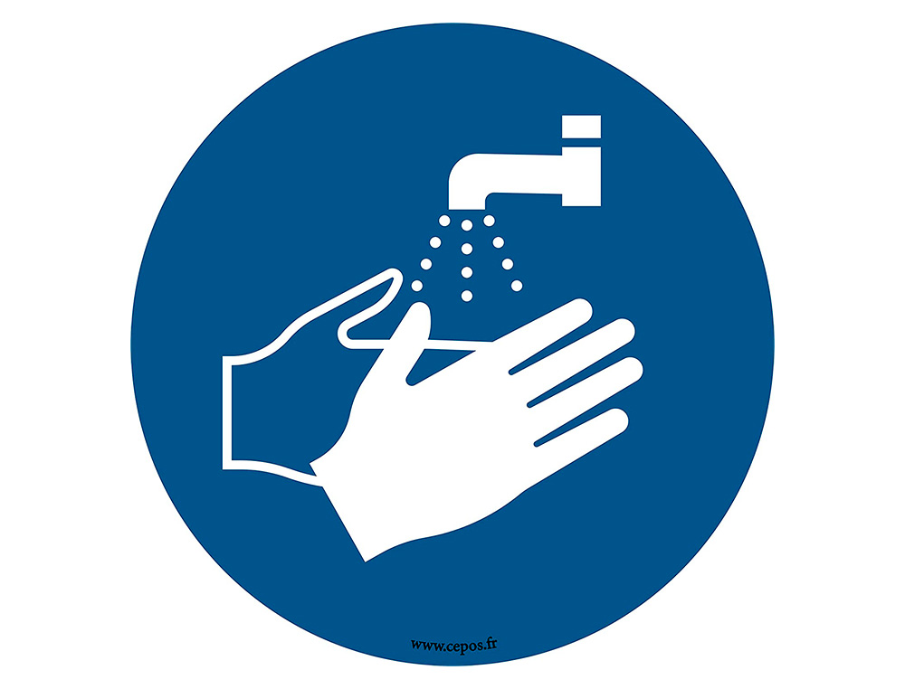 STICKERS CEP DE SIGNALISATION DE LAVAGE DES MAINS OBLIGATOIRE POSE AU SOL DIAMETRE 45CM