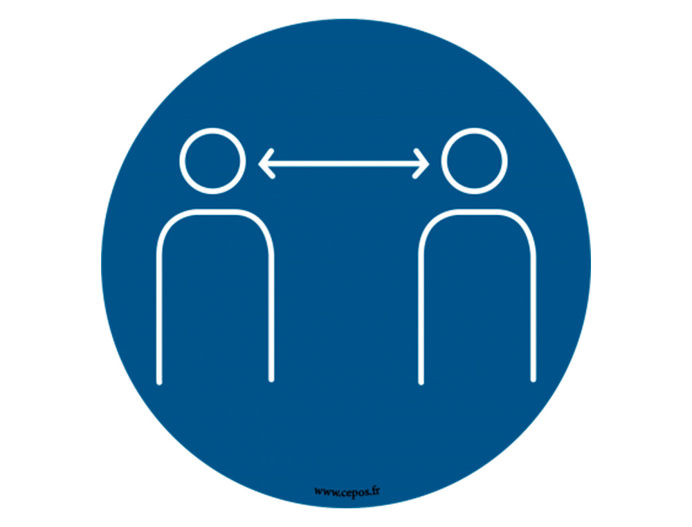 STICKERS CEP DE SIGNALISATION RESPECTER LES DISTANCES DE    SECURITE POSE AU SOL DIAMETRE 45CM