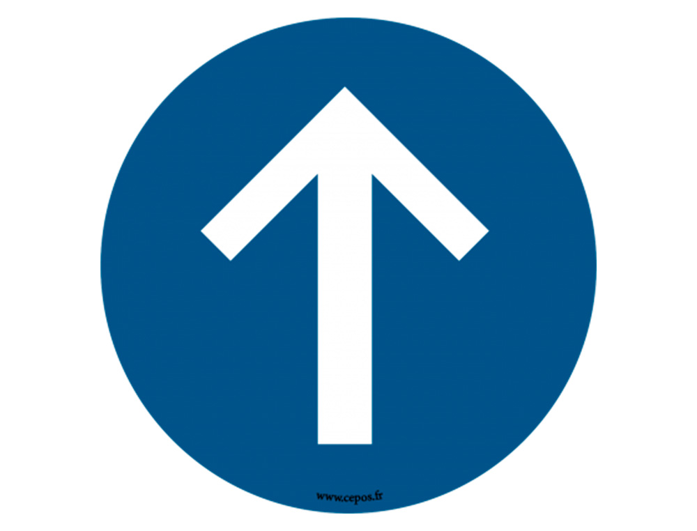 STICKERS CEP DE SIGNALISATION DU SENS DE LA CIRCULATION     OBLIGATOIRE POSE AU SOL       DIAMETRE 45CM