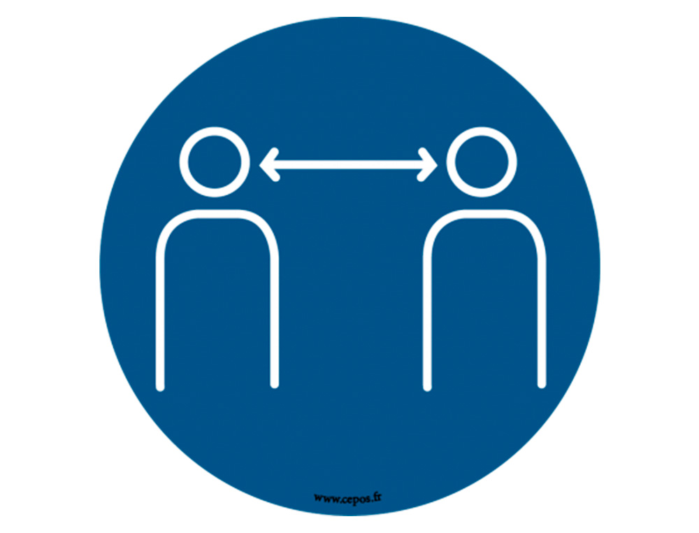 STICKERS CEP DE SIGNALISATION RESPECTER LES DISTANCES DE    SECURITE MURAL DIAMETRE 30CM