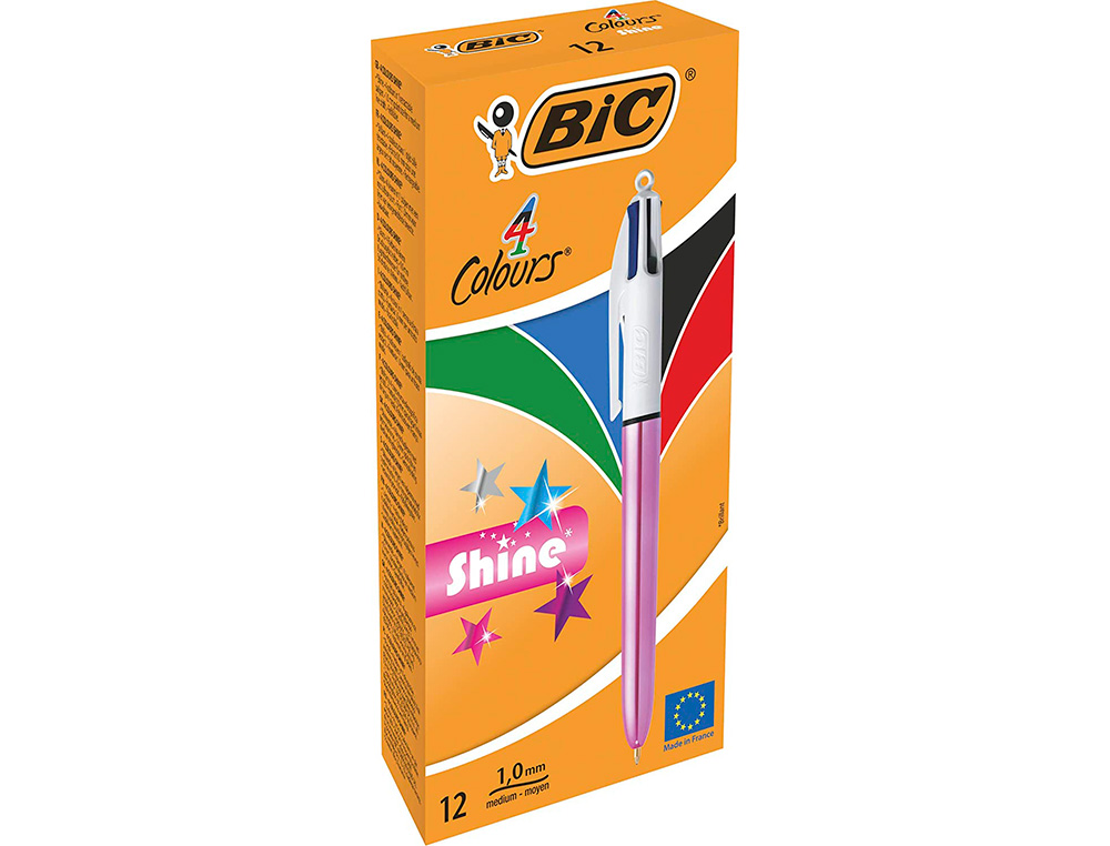 STYLO-BILLE BIC 4 COULEURS GRIP PRO POINTE MOYENNE ENCRE CLASSIQUE  RÉTRACTABLE RECHARGEABLE 4 COULEURS FASHION