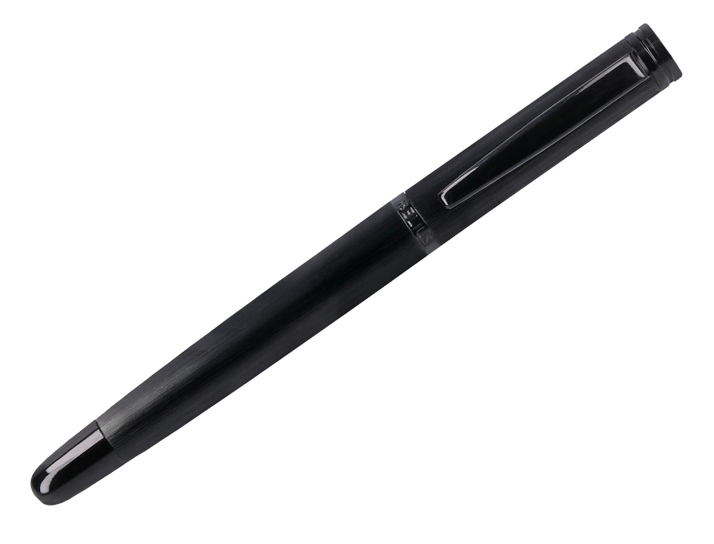 STYLO-PLUME ET FLACON D'ENCRE BELIUS ORIGEN ALUMINIUM BROSSE ENCRE NOIRE COLORIS NOIR DANS COFFRET CADEAU