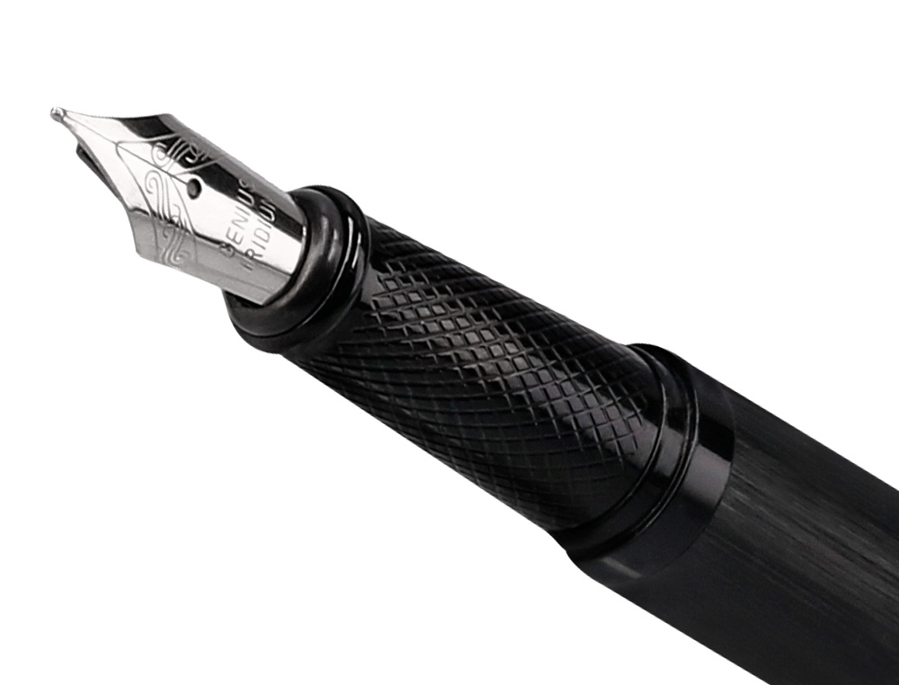 STYLO-PLUME ET FLACON D'ENCRE BELIUS ORIGEN ALUMINIUM BROSSE ENCRE NOIRE COLORIS NOIR DANS COFFRET CADEAU