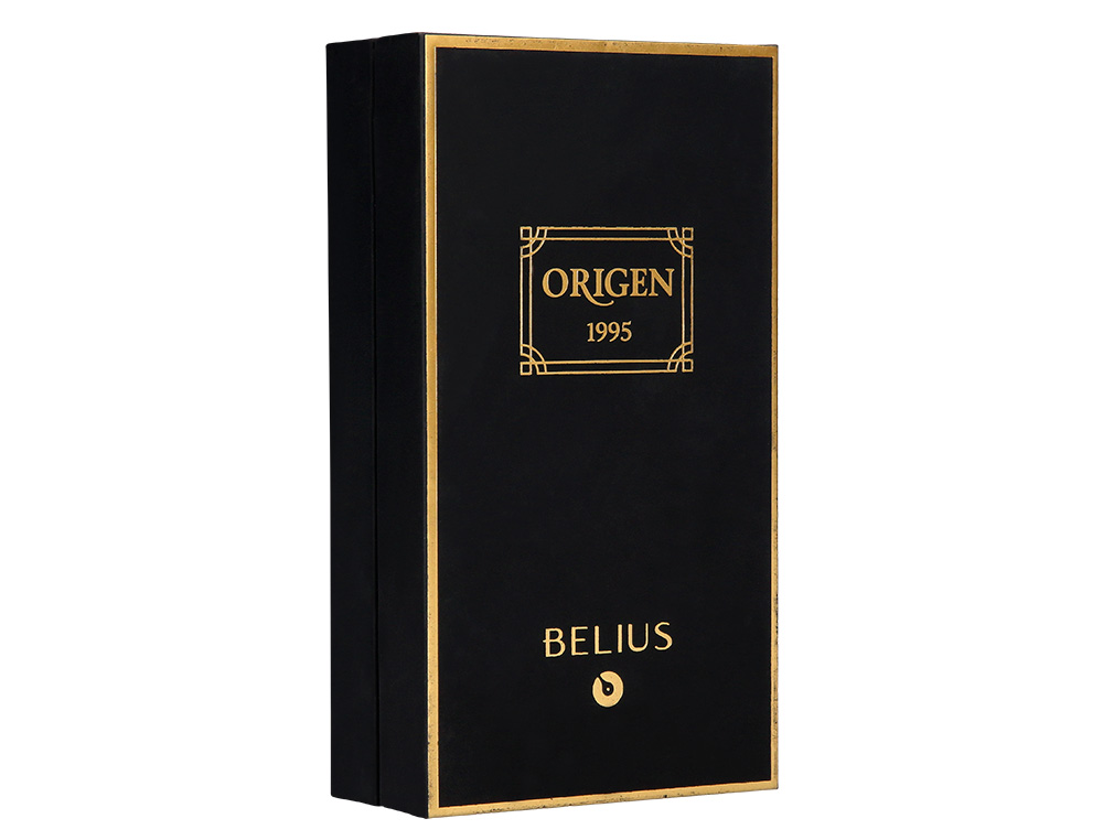 STYLO-PLUME ET FLACON D'ENCRE BELIUS ORIGEN ALUMINIUM BROSSE ENCRE NOIRE COLORIS NOIR DANS COFFRET CADEAU
