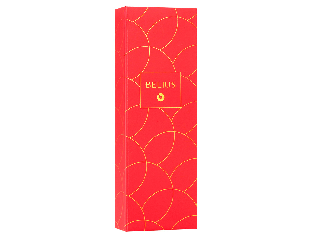 STYLO-BILLE BELIUS PASSION ALUMINIUM BROSSE ATTRIBUTS OR ENCRE BLEUE COLORIS ROUGE     DANS COFFRET CADEAU