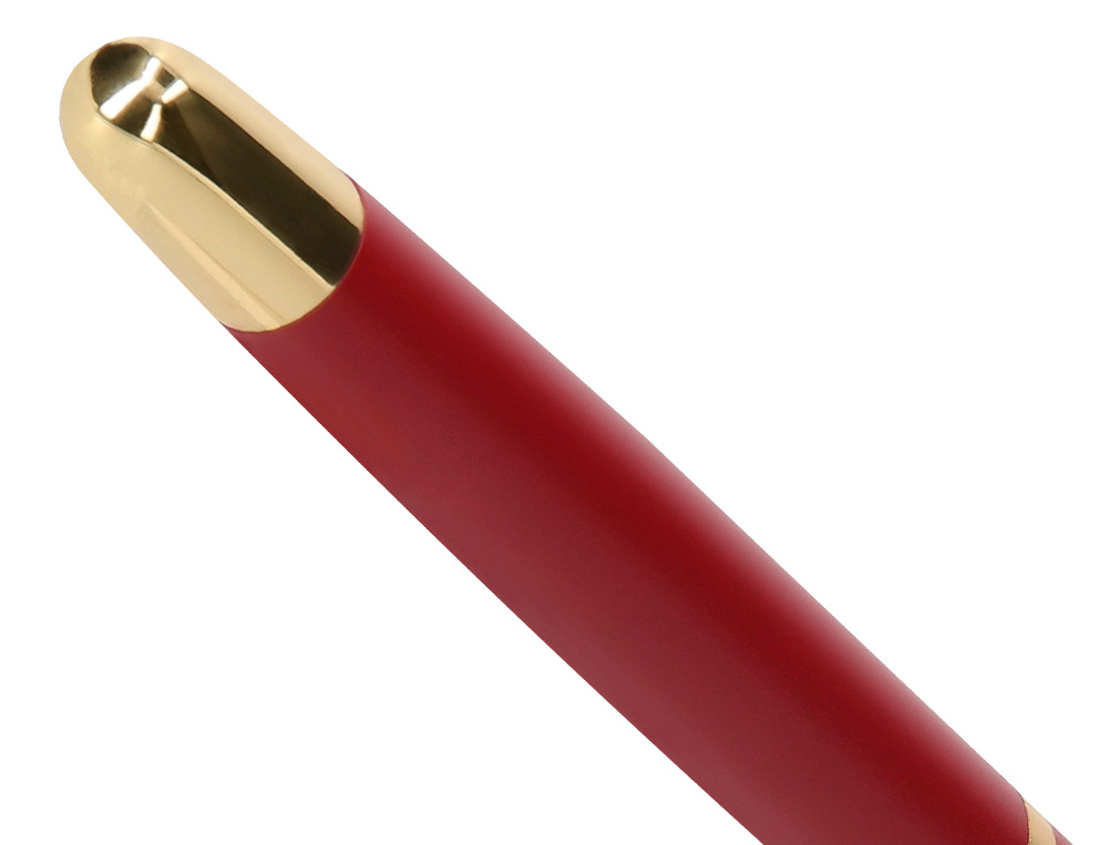 STYLO-BILLE BELIUS SOIREE ALUMINIUM DETAILS ET ATTRIBUTS OR ENCRE BLEUE COLORIS BORDEAUX DANS COFFRET CADEAU