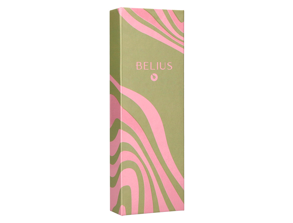 STYLO-BILLE BELIUS INK DREAMS ALUMINIUM ATTRIBUTS ARGENT ENCRE BLEUE COLORIS VERT MATCHA ONDULATIONS ROSE COFFRET CADEAU