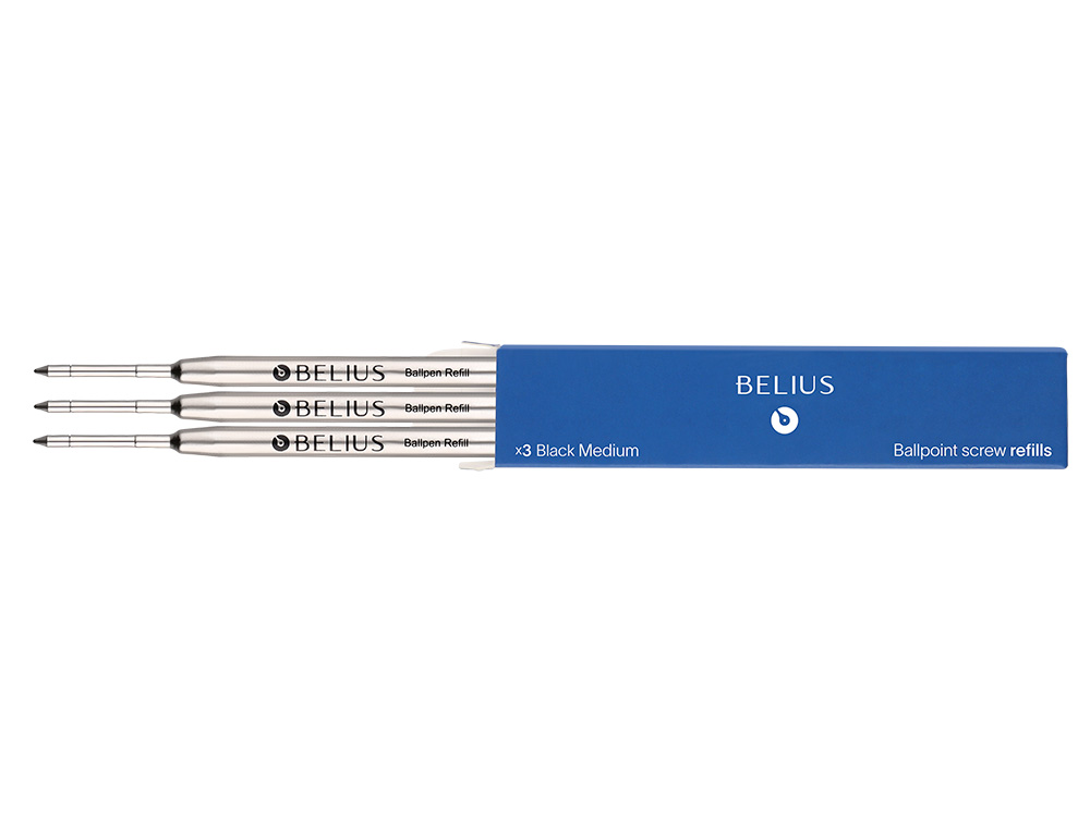 RECHARGE STYLO-BILLE BELIUS ENCRE BLEUE POINTE 0,8MM BOITE 3 UNITES