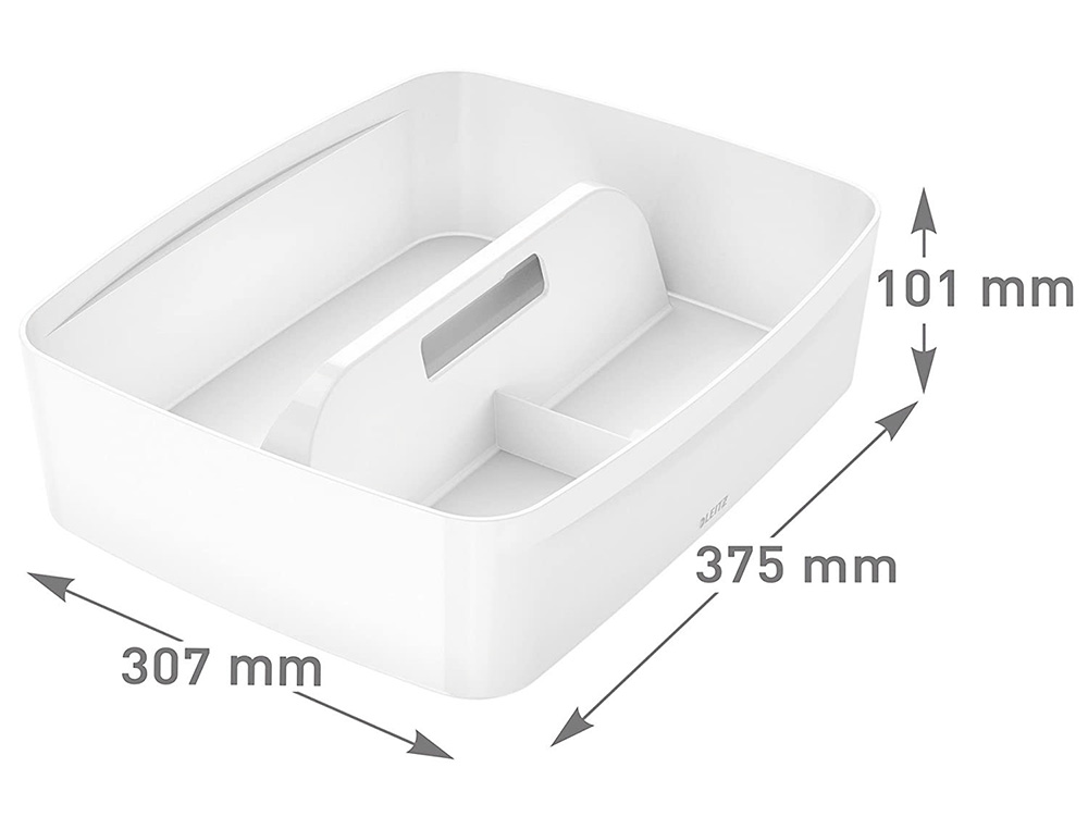 PLATEAU RANGEMENT LEITZ MYBOX POIGNEE DE TRANSPORT          307X101X375MM BLANC