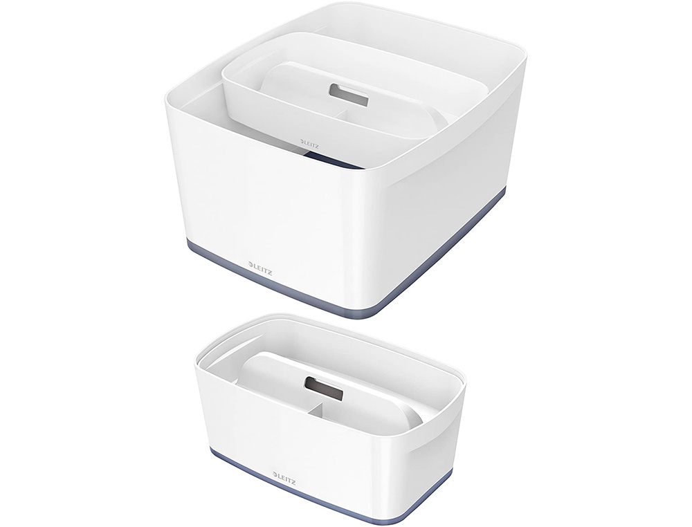 PLATEAU RANGEMENT LEITZ MYBOX POIGNEE DE TRANSPORT          307X101X375MM BLANC