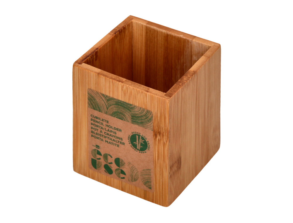 POT A CRAYONS LIDERPAPEL ECOUSE BAMBOU CARRE 8X8X10CM
