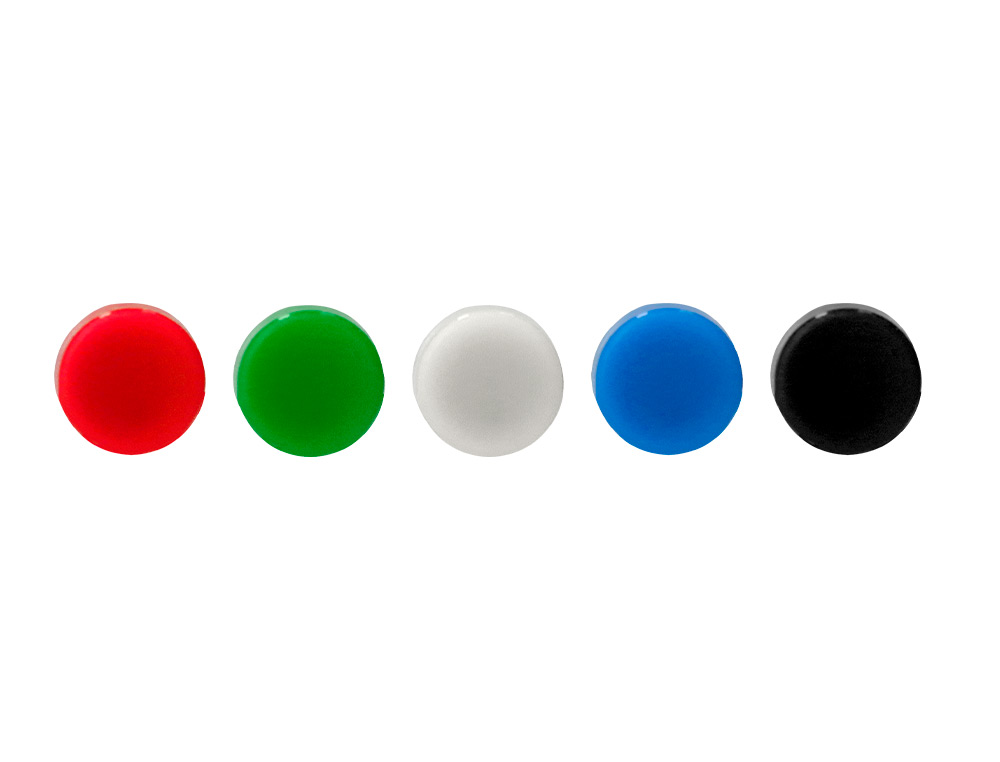 AIMANT LIDERPAPEL ECOUSE PP 25MM POUR TABLEAUX MAGNETIQUES COLORIS ASSORTIS BOITE 10 UNITES