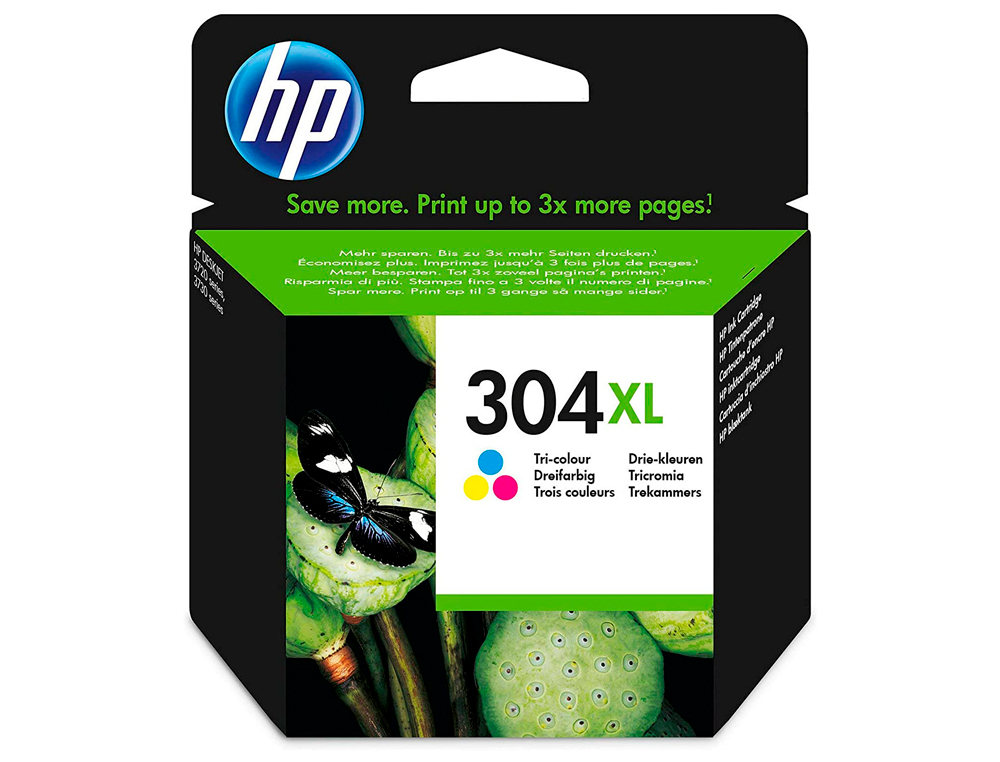 CARTOUCHE HP 304XL JET D'ENCRE N9K07AE 3 COULEURS CYAN/MAGENTA/JAUNE 300P
