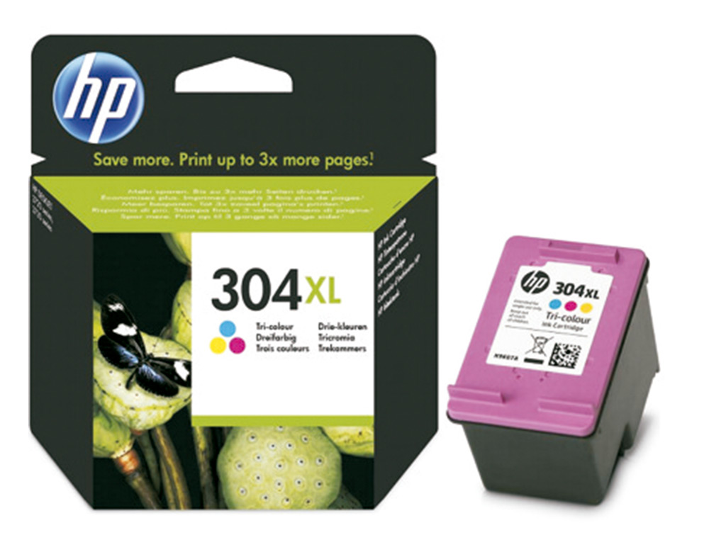 CARTOUCHE HP 304XL JET D'ENCRE N9K07AE 3 COULEURS CYAN/MAGENTA/JAUNE 300P