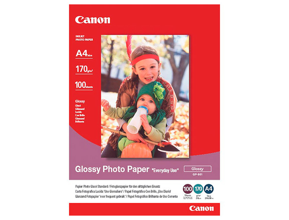 PAPIER PHOTO CANON A4 BRILLANT 200GR/M2 PAQUET 100 FEUILLES